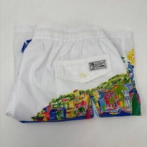 Polo Ralph Lauren Mens Large Multicolor Beach Pattern Stretch Waist Swim Trunks